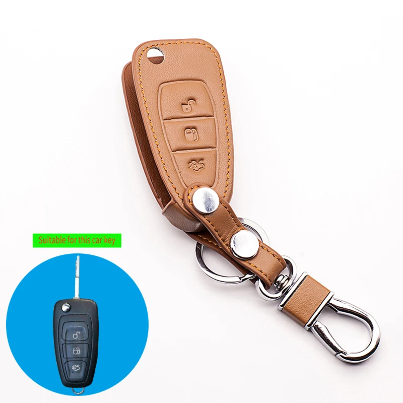 100% кожаный чехол для ключей Ford защитный 2 фокус 3 Mondeo Ecosport Kuga3 раскладной ключей|ford