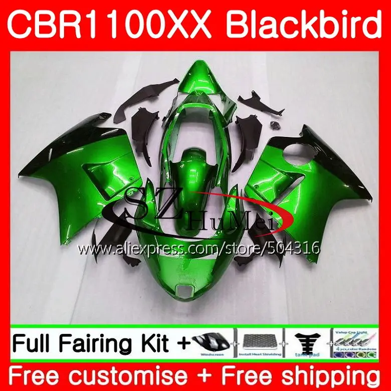 

Fairings For HONDA CBR1100XX Blackbird green black CBR1100 XX 1996 1997 1998 1999 2000 2001 63SH18 CBR 1100XX 96 97 98 99 00 01