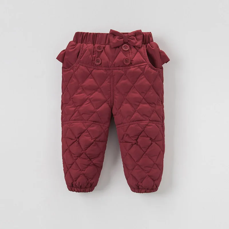 DB4246 dave bella/зимние штаны с бантом для маленьких девочек детские штаны на утином пуху детские штаны с перьями для малышей