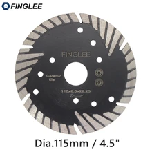 FINGLEE 115 мм/4,5 дюйма алмазный режущий диск, турбо зубья наклонная Защита режущего диска для бетона, мрамора гранита камня