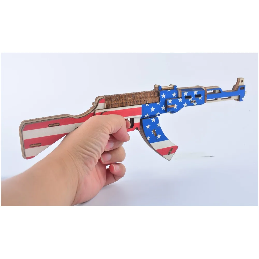 3D деревянная головоломка, игрушечный пистолет, военное оружие, AK-47, лазерная резка, сделай сам, набор для сборки, детские развивающие деревянные игрушки для детей