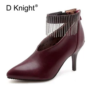 

Women Pumps Plus Size 32-43 Sexy Pointed Toe High Heels Wedding Office Lady Woman Shoes Short Plush Inside Ankle Strap Stilettos