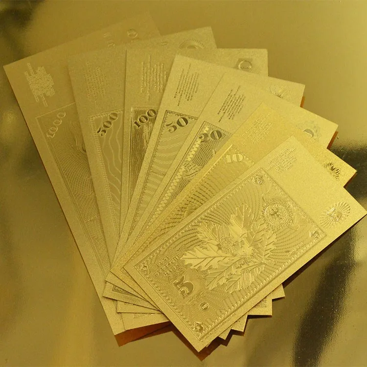 Набор золотых банкнот 5.10.20.50.100.500.1000 немецкая марка, бумага для банкнот, деньги, сувенир, Коллекционирование, подарок