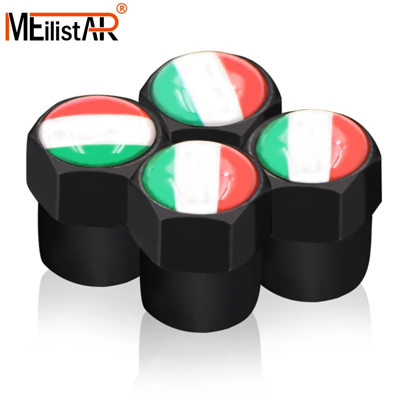 

4pcs/set black Car Wheel Tire Valve Cap cover air Cap Case Italian flag logo for Lancia Alfa Romeo Fiat Car styling Accessories