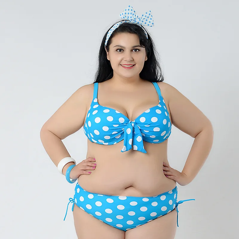Plus Size Bikinis Women Swimsuit Dot Swimwear Big Cups Woman Two Piece 