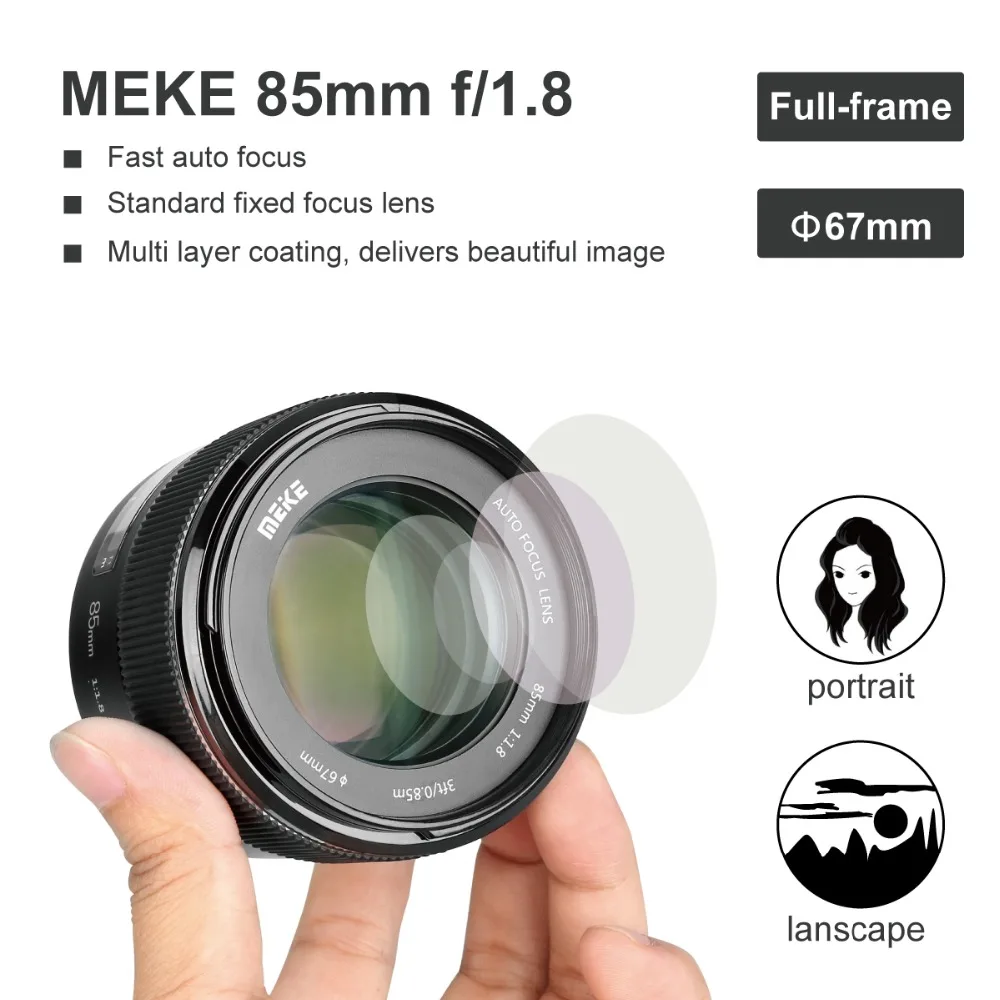  Meike 85mm F/1.8 Full Frame Auto Focus Portrait Prime Lens for Canon EOS EF Mount Digital SLR Camer