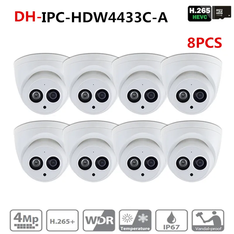 DH IPC-HDW4433C-A POE Network Mini Dome Camera With Built-in Micro 4MP CCTV Camera 8pcs/Lot For CCT - 32514323533