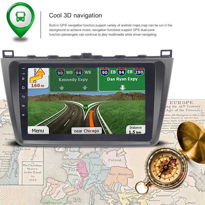 Sale Eunavi  9" 8 core PX5 2Din GPS Navi Car Radio Android 8.1 Multimedia Player for 2008 2009 2012 2013 2014 2015 Mazda 6 Rui wing 7