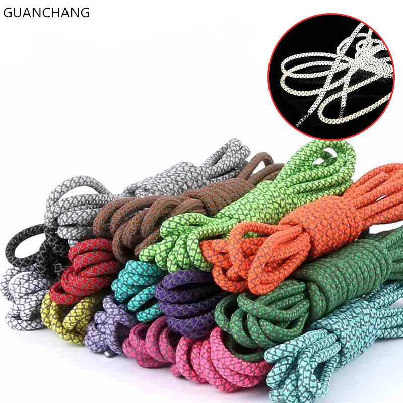 

Dropshipping 3M Reflective Shoelaces Striped Round Visible Safety Cordon Athletic Luminous Glowing Shoe Laces For Shoestring