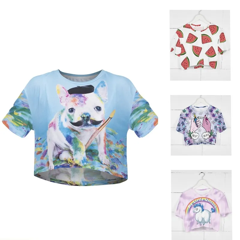

FRANCHIE PAINTER 3D print T-shirt Women Crop Top Harajuku Summer Cropped Tops Tee Cartoon Short Design Short-Sleeve