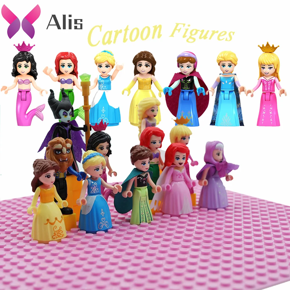 

Duplo technic Cartoon princesse friends brick Figures set building blocks Compatible With playmobil toys for children gift