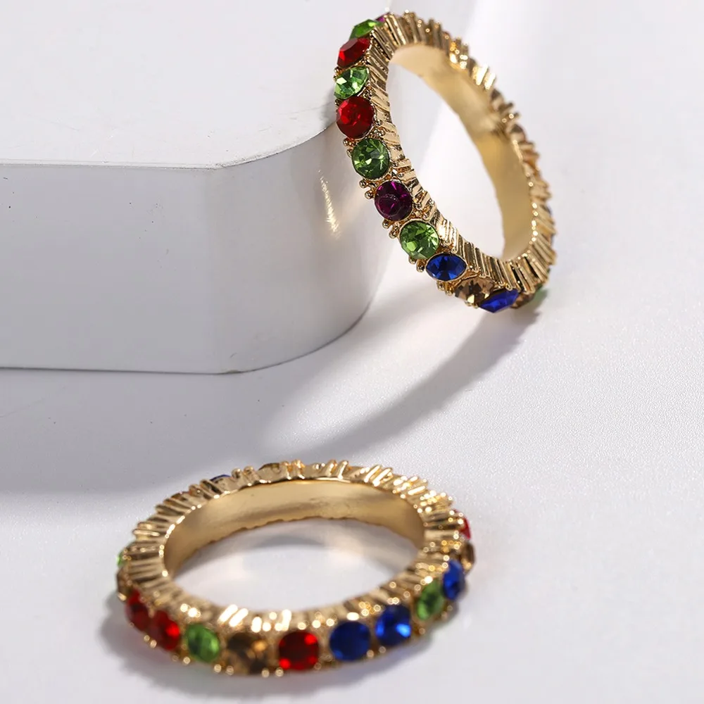 Girlgo модные блестящие ювелирные изделия радуги овальной формы обручальные кольца с фианитами для женщин Красочные кубические циркония CZ кольца вечности