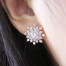 2016 New Ladies Crystal Snow Flake Bijoux Statement Stud font b Earrings b font For Women
