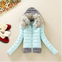 Новое поступление, зимняя куртка для женщин, модный тонкий большой меховой воротник, Теплое повседневное пуховое пальто H229