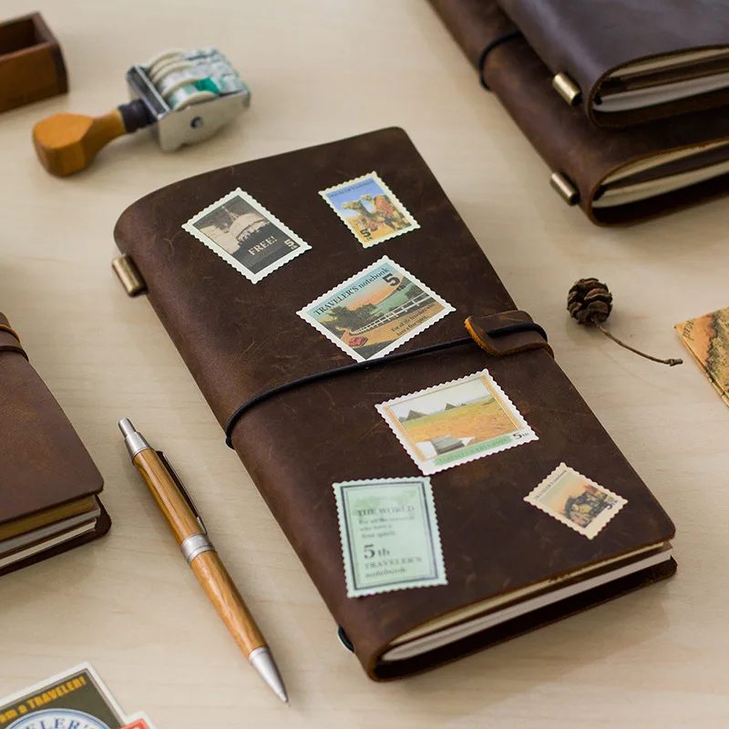 Чехол книжка из 100% натуральной коровьей кожи в стиле ретро|pocket planner|travelers notebooktravel