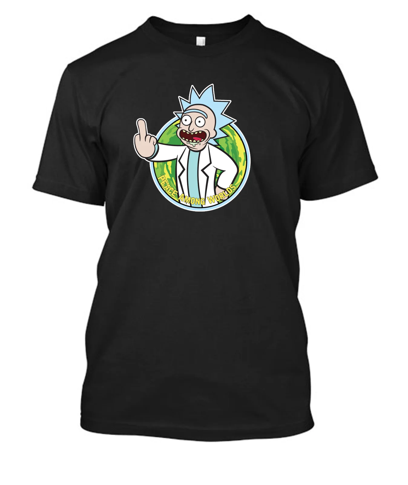 Peace among worlds Rick and Morty t-shirt tee shirt tshirt Print Short Sleeve Men Top Novelty T Shirts Men'S Brand Clothing