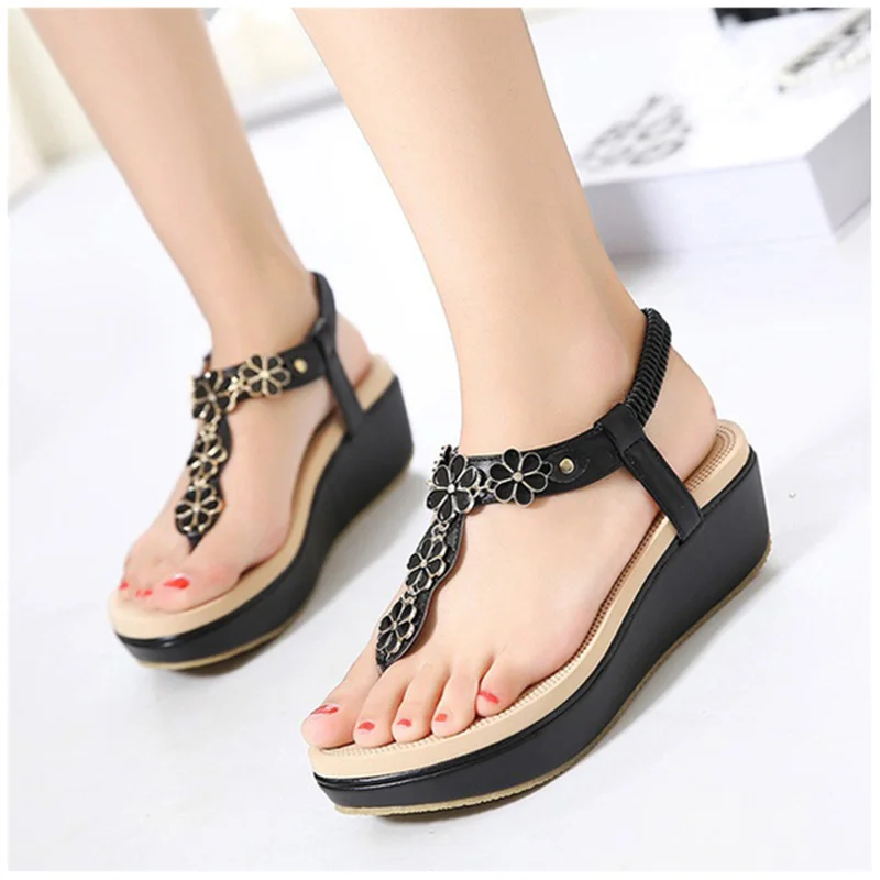 

SIKETU Women Summer Bohemian Flowers Beach Wedge Sandals
