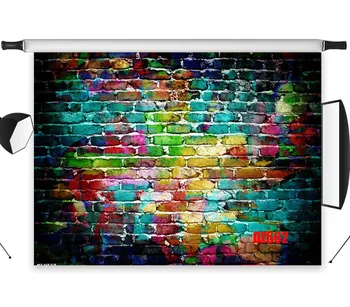 

LB Polyester & Vinyl Abstract Colorful Watercolor Brick Wall Studio Backdrop Photography Photo Props Photographic Background