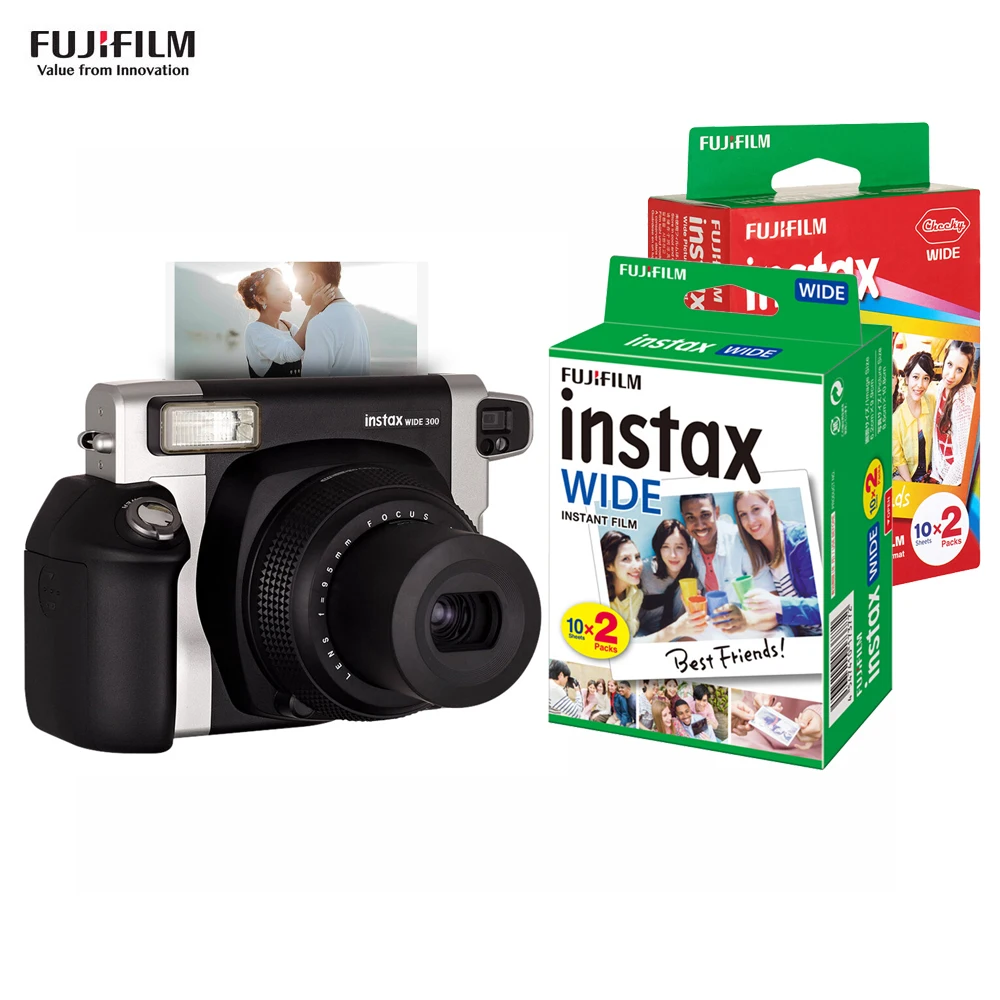 Фотокамера моментальной печати Fujifilm Instax WIDE300 широкий формат изображения с батареей ремешок 20 листов 86x108 мм пленки Рождественский подарок