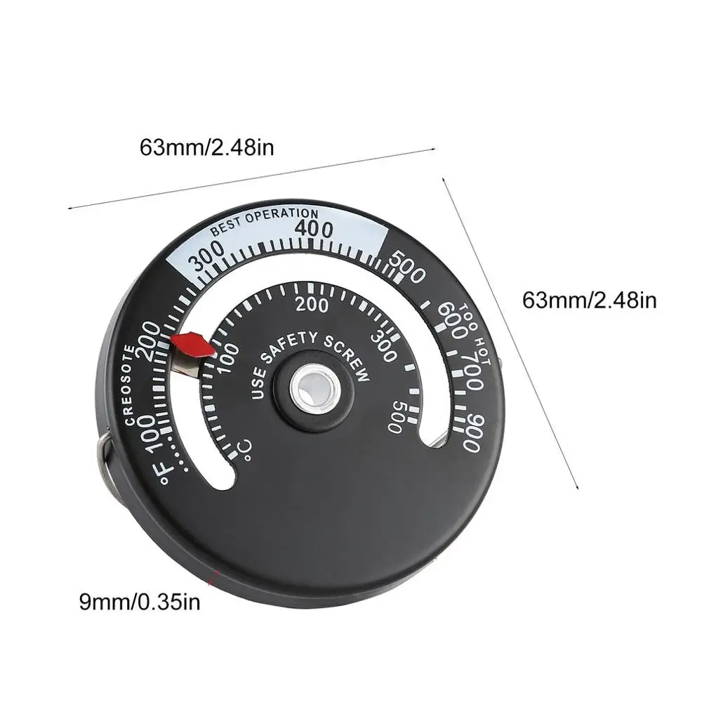 Алюминиевый термометр для камина, термометр для приготовления пищи, гриль, еда, мясо, регулируемый стоячий термометр, кухонные инструменты - Цвет: Черный