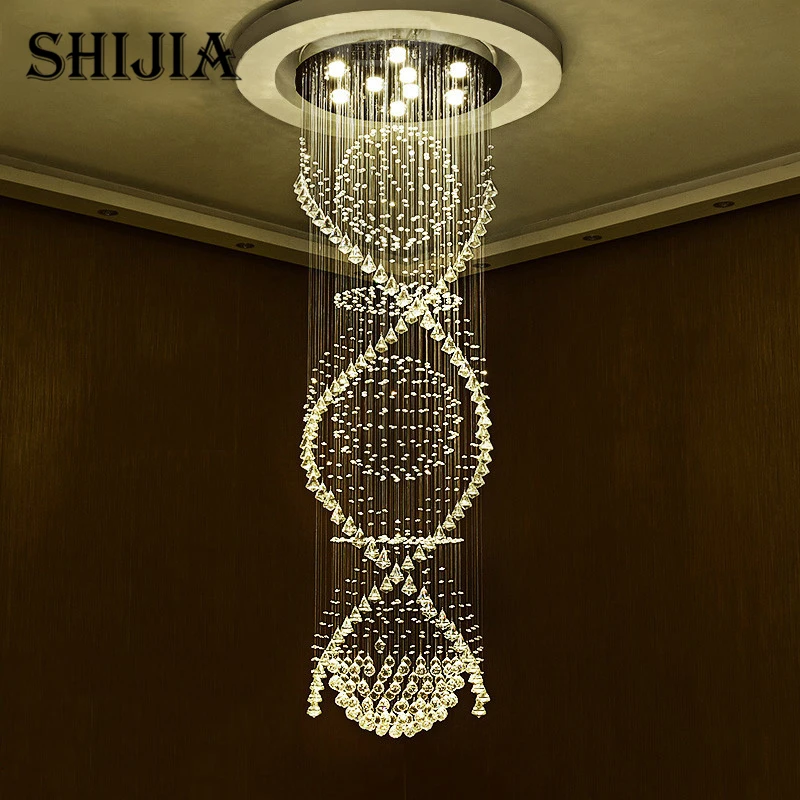 

Long Spiral Crystal Ceiling Light Fixture lustre crystal light fitting for Lobby, staircase, stairs, foyer Large Crystal Lamp