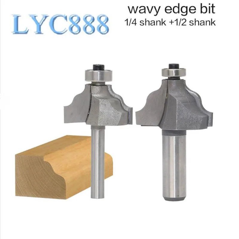 1pc 1/2"1/4 Shank Face Mill Woodworking Router Bits Wavy Edge Molding