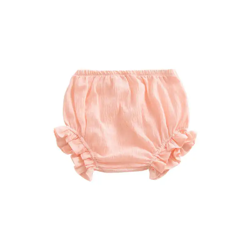 Осенние новые детские штаны из полипропилена однотонная желтая детская хлопковая льняная Пижама с кружевом для девочек розовые штаны с хлебом Короткие штаны для детей - Цвет: Pink