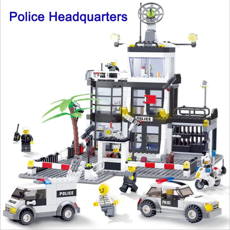 

Yantjouet 631pcs/set 7 Models Police Headquarters City Series Building Blocks Figures Brick DIY Toy Compatible Children Gift