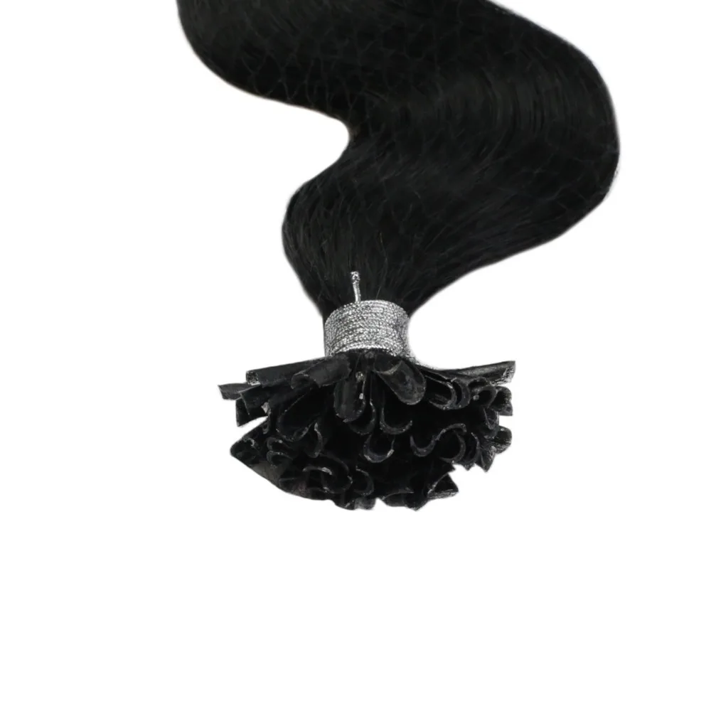 Moresoo волна тела ногтей/u-кончик человеческих волос для наращивания предварительно скрепленные волосы для наращивания цвет#1 Jet черные натуральные волосы с неповрежденной кутикулой 1 г/1 с 50 г