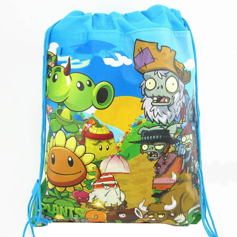 10 шт. Детские вечерние рюкзаки для мальчиков Mochila украшения на день рождения Растения против Зомби тема синий зеленый шнурок подарки сумки