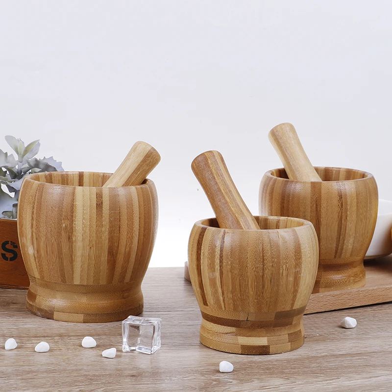 Mill Wooden Mortar And Pestle Set Garlic Pot Grinding Bowl Kitchen Tools & Gadgets Herb Mill Crusher
