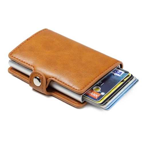 Men Leather Aluminum Wallet With Back Pocket ID Card Holder RFID