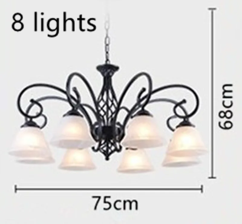 Modern Metal Body Glass lampshade Chandelier E27 Led bulb Light Ceiling Lamp European Traditional Decoration Lighting Fixture M