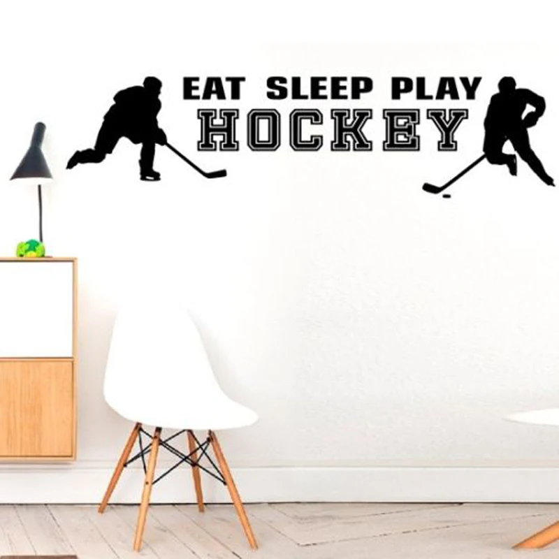 Eat Sleep Play Hockey Wall Stickers for Game Sport Quotes Art Decor Vinyl Decals Background