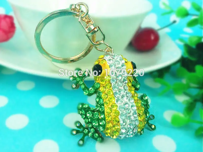 

HU Frog Keychain Keyring Rhinestone Crystal Charm Pendant Key Bag Chain Gift New Fashion