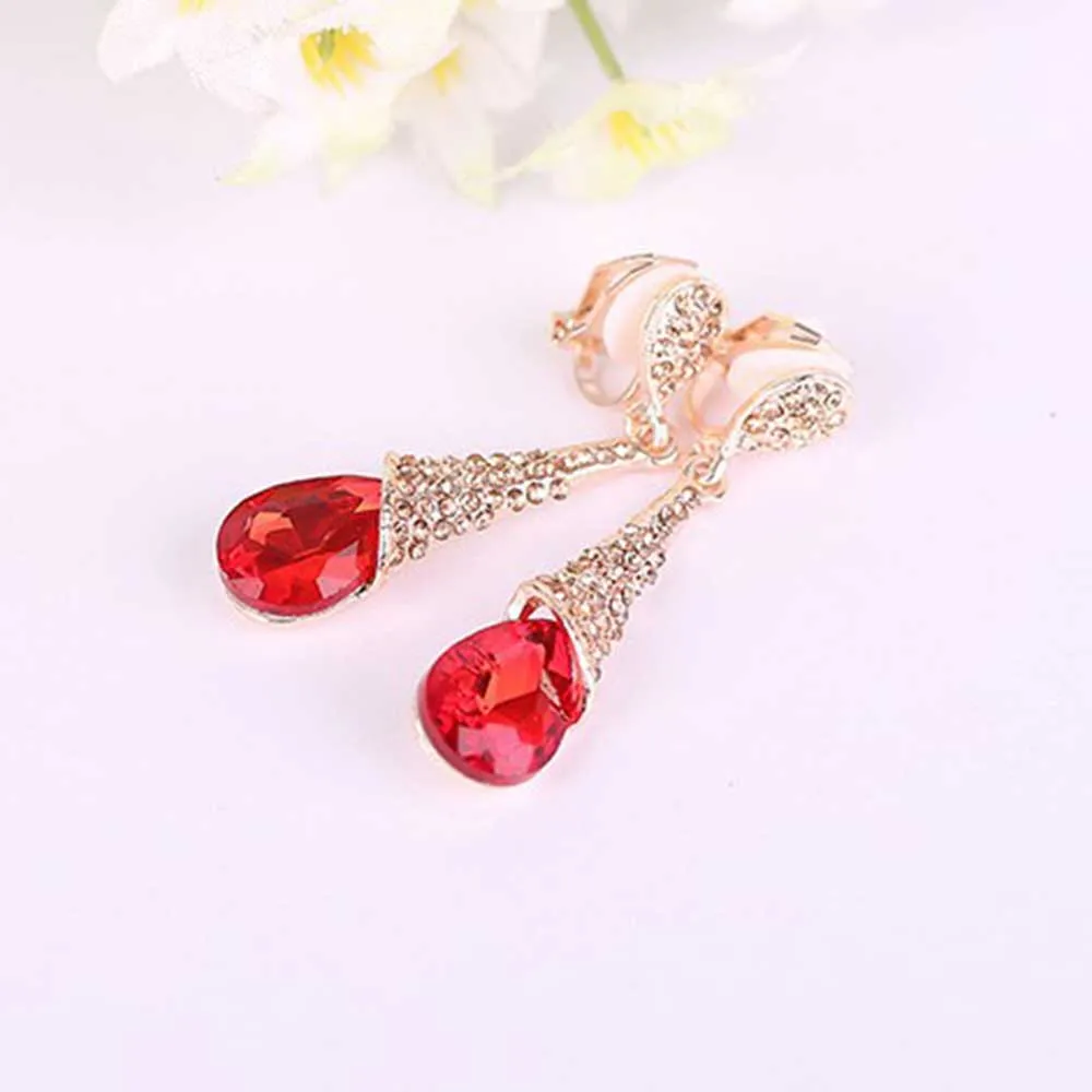 Clip Earrings Rhinestone Crystal For Women Party