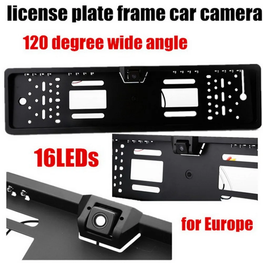 HD vehículo 16 inversa CMOS de cámaras visión trasera descuento Vehículos Para coche LED Último Cámara europeo marco Stop118 Dash Auto placa 1 HD vehículo 16 inversa 1