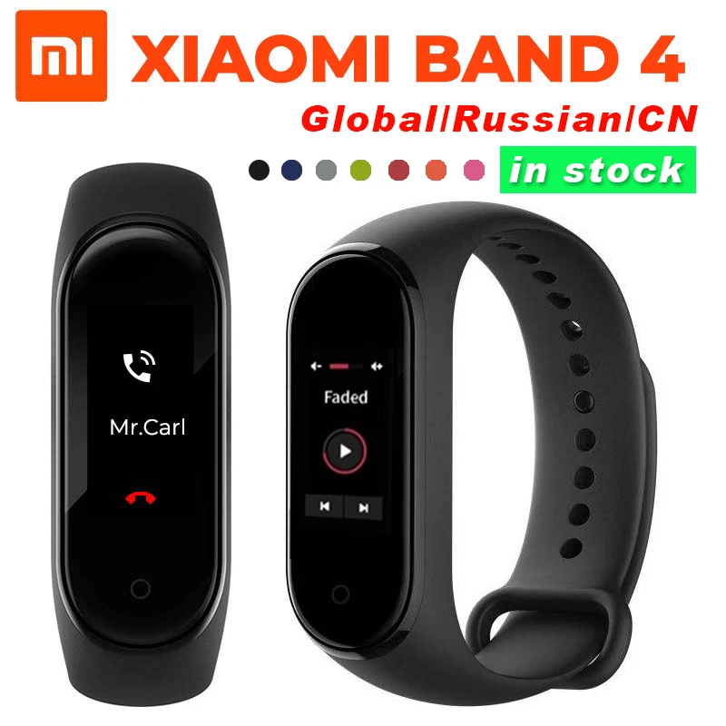 Глобальная версия опционально оригинальный Xiaomi Mi Band 4 умный Браслет Пульс фитнес 135 мАч цветной экран Bluetooth 5,0 водонепроницаемый