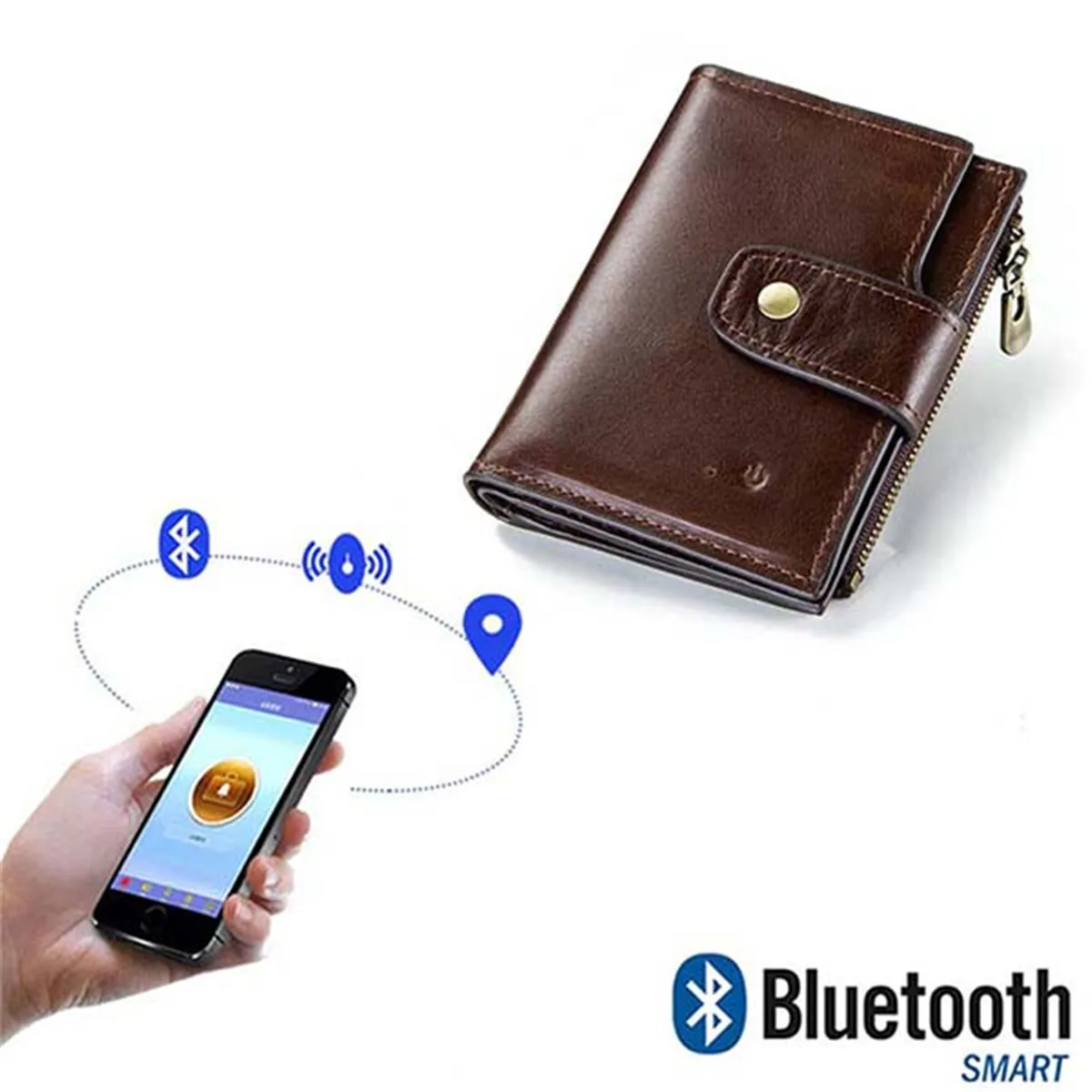 

Aequeen Genuine Leather RFID Wallet With Alarm GPS Map Brand High Quality Men Wallets Coin Purse Short Male Money Bag Billetera