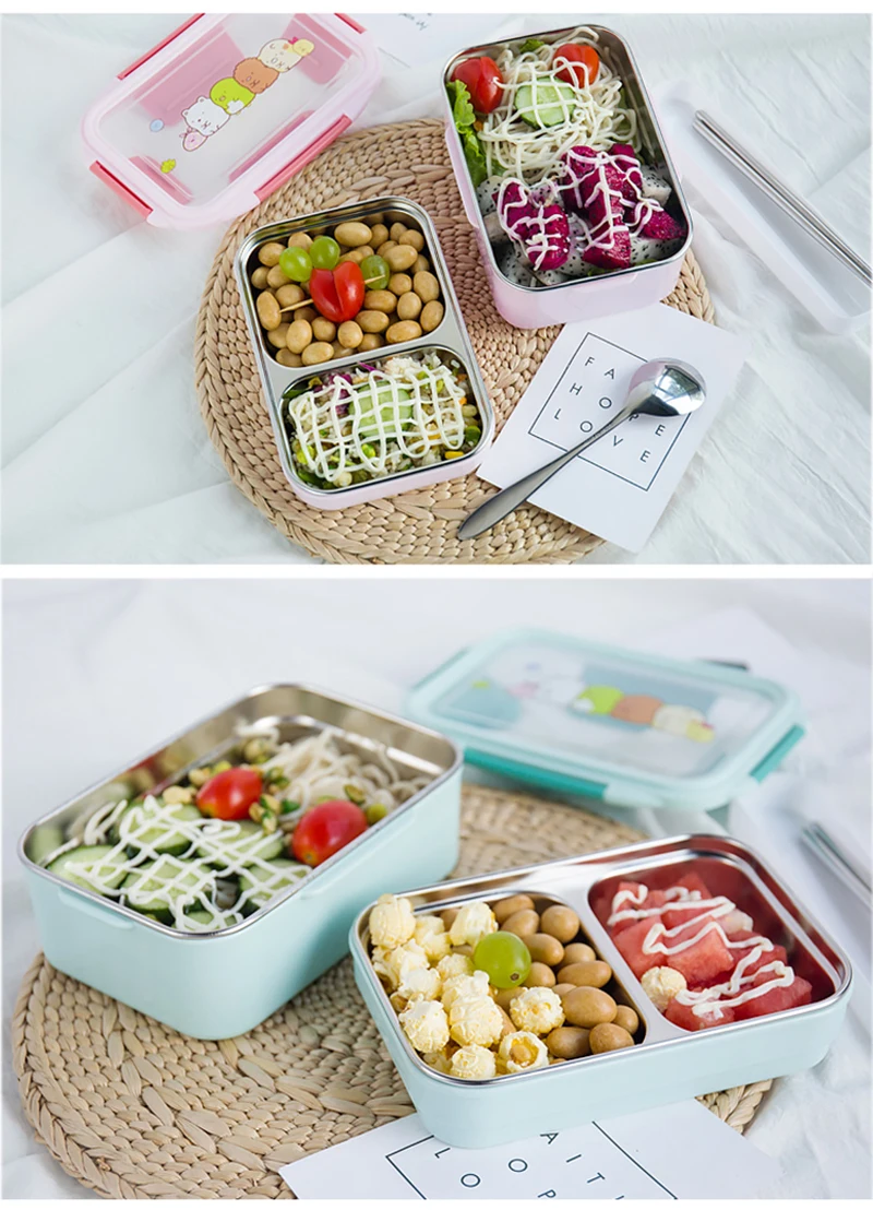 TUUTH Cartoon Lunch Box  Stainless Steel Double Layer Food Container Portable for Kids Kids Picnic School Bento Box B9
