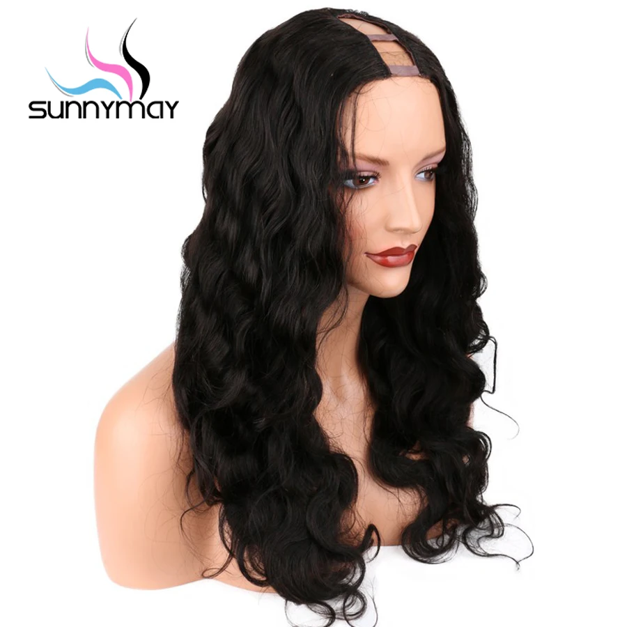 Online Sunnymay 250% Density Tubuh Wave 1x4 Bagian Tengah U Bagian Manusia rambut Wig Untuk Wanita Brasil Remy Rambut U bagian Wig Rambut Penuh