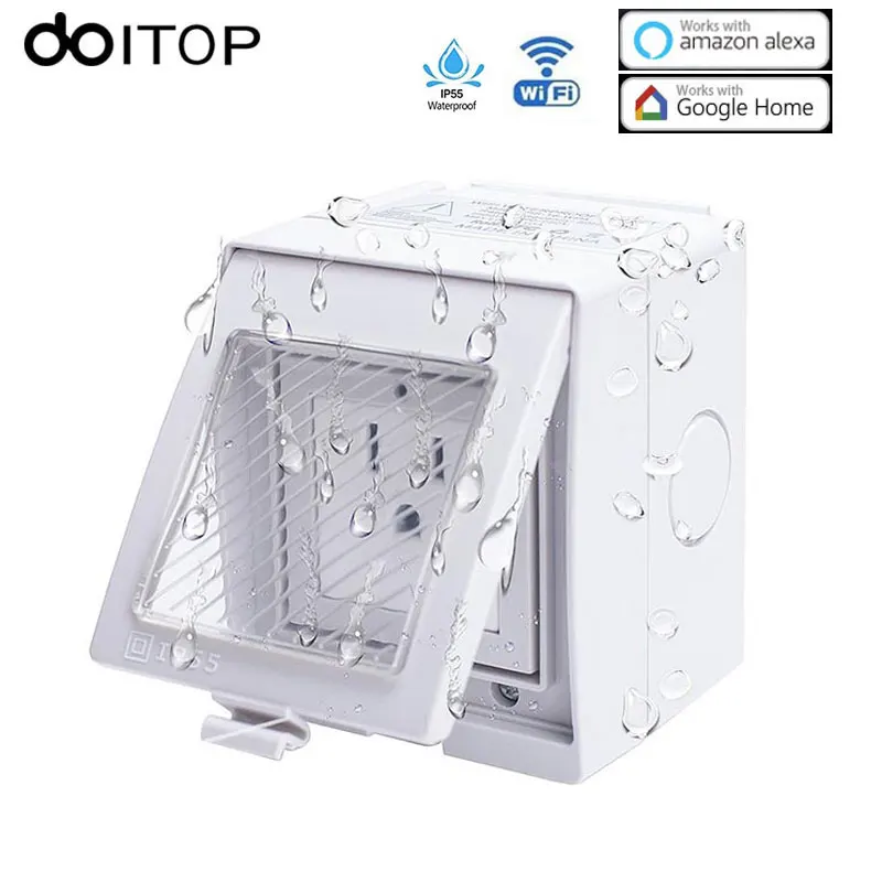 

DOITOP Waterproof WiFi Smart Socket Outlet Plug Wireless Power Socket Timer Setting App Remote Control for iPhone Android A3