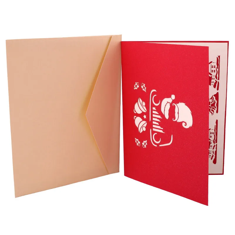  3D Handmade 2019 Christmas Elk Santa Claus Red Car Paper Invitation Greeting Cards PostCard New Yea - 32949554011
