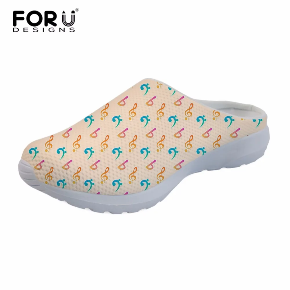 

FORUDESIGNS Musical Note Design Slippers Women Casual Summer Beach Slippers Flats Female Breathable Sandals Home Casual Shoes