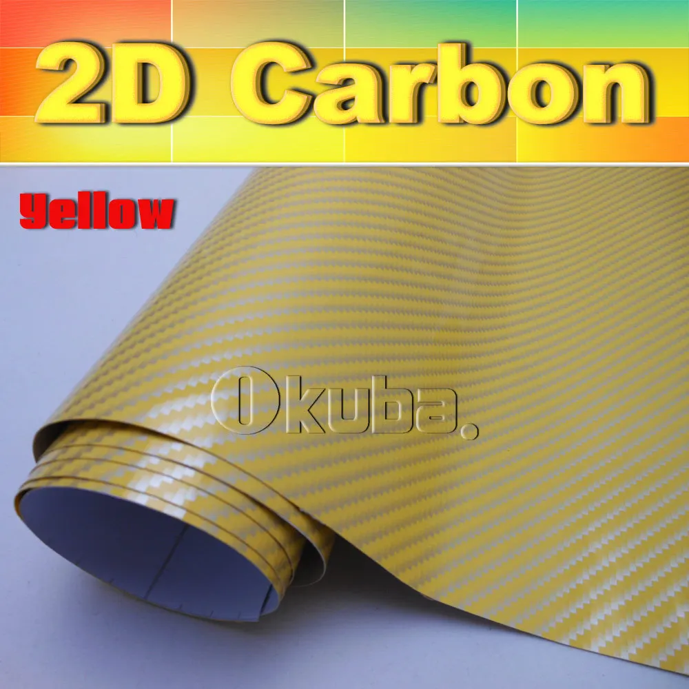 Wholesale Glossy Surface Yellow 2D Carbon Fiber Vinyl Self Adhesive