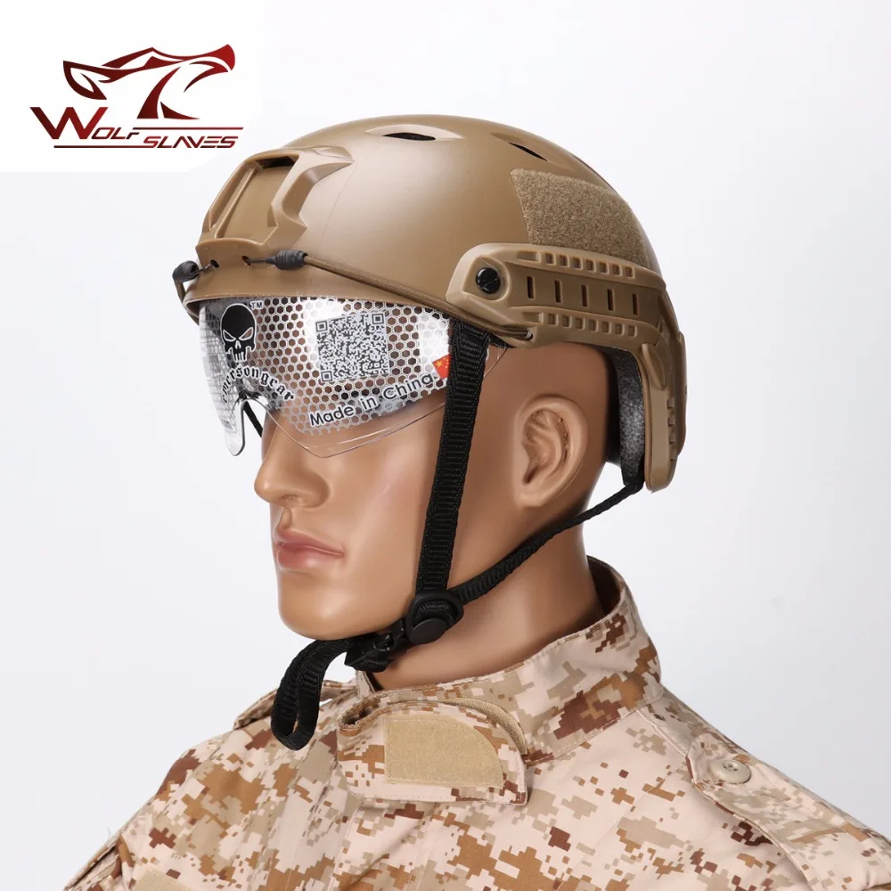 Армейский шлем Открытый Тактический Шлем BJ крепление для ПНВ и боковая рейка с прозрачный козырек для военных страйкбол шлем крышка