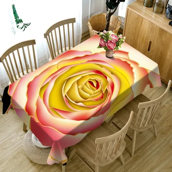 

Customizable Tablecloth Christmas Sexy 3d Golden Rose Pattern Washable Thicken Rectangular and Round Table Cloth for Wedding