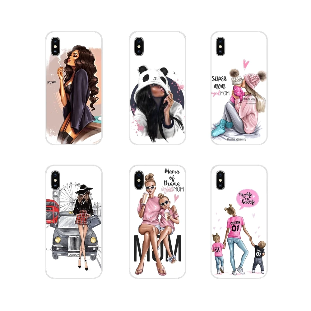 

For Huawei P Smart Mate Honor 7A 7C 8C 8X 9 P10 P20 Lite Pro Plus Princess Super MaMa baby mom girl Accessories Phone Shell Case