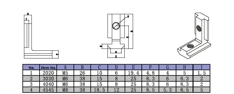 2020  3030  4040  4545 corner brackets