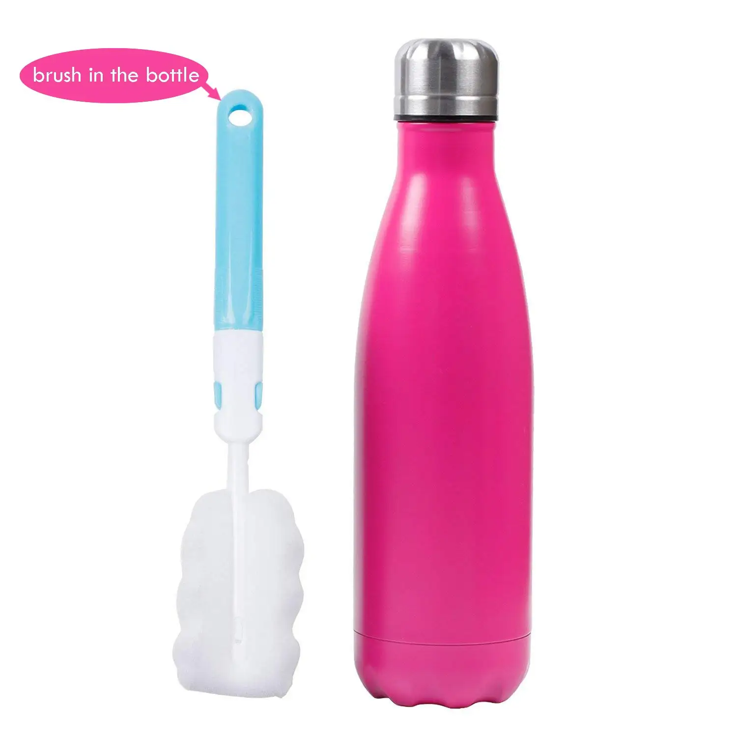 500 мл бутылка для воды герметичная Спортивная BPA бесплатно большая емкость с чистящей щеткой фруктовый рецепт для улицы - Цвет: ROSE-RED